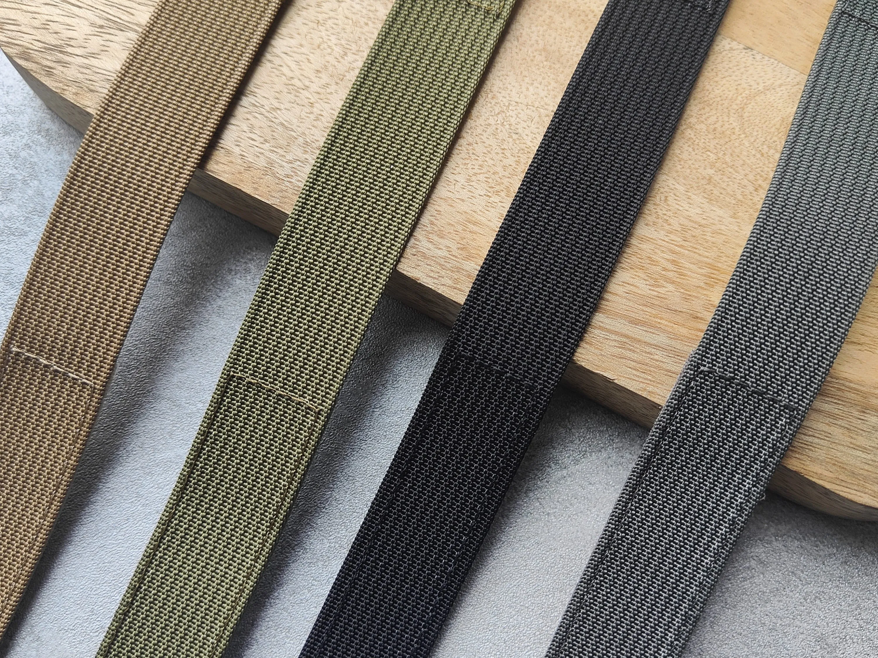 Fixed Lugs Premium Ribbed Ballistic Nylon Single Pass Hook And Loop Strap - Tan Khaki