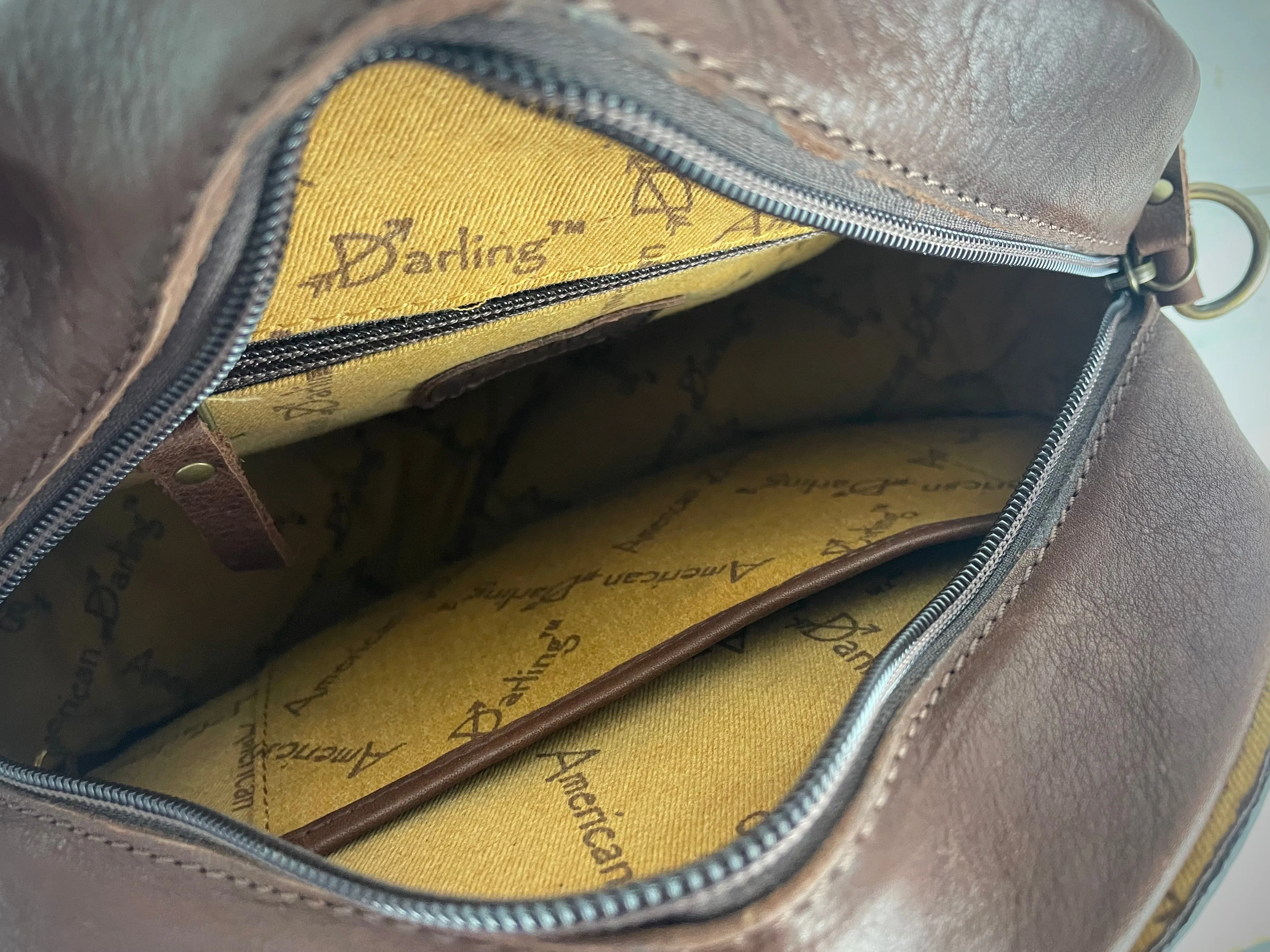 Floral Leather Tooled Buckstitch Round Canteen Crossbody Purse