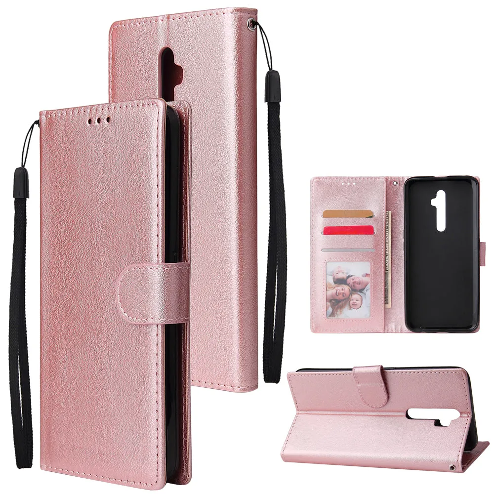 For Oppo A9 2020/Reno 2Z Cellphone Shell PU Leather Mobile Phone Cover Stand Available Anti-drop Elegant Smartphone Case Rose gold