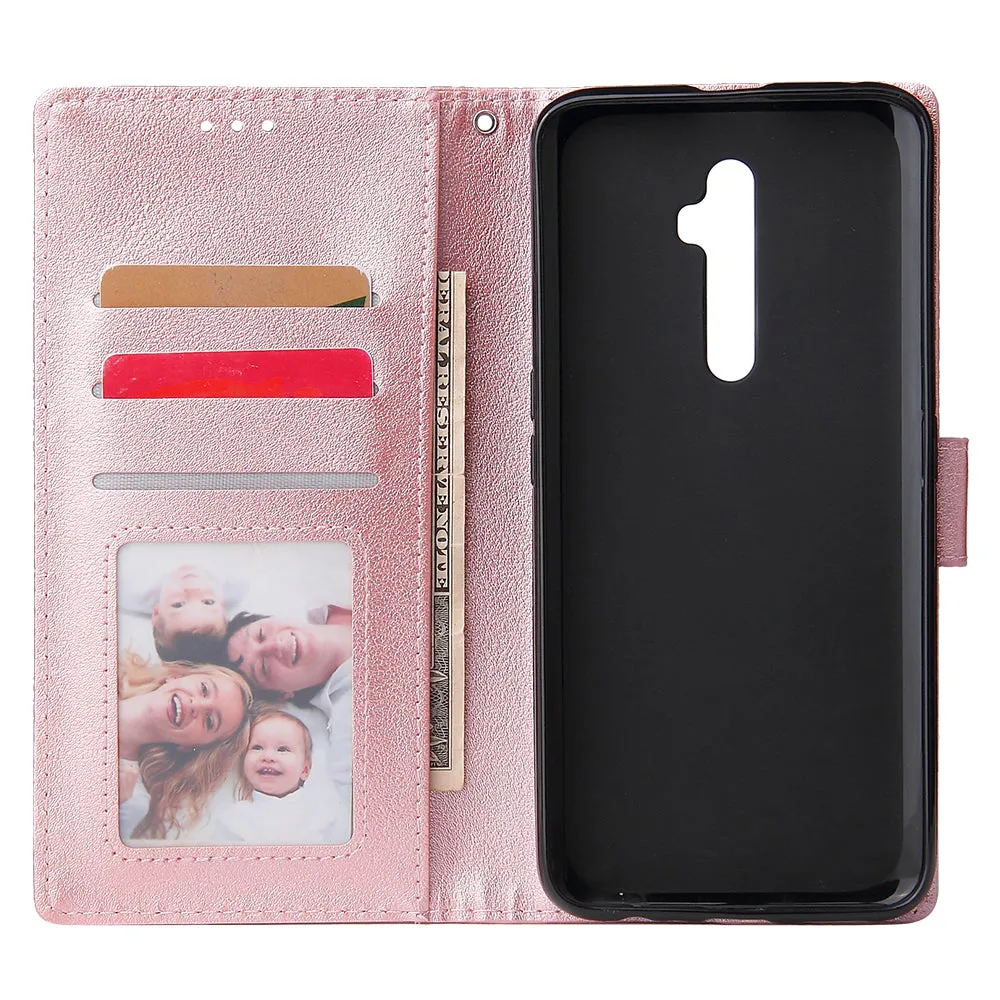 For Oppo A9 2020/Reno 2Z Cellphone Shell PU Leather Mobile Phone Cover Stand Available Anti-drop Elegant Smartphone Case Rose gold