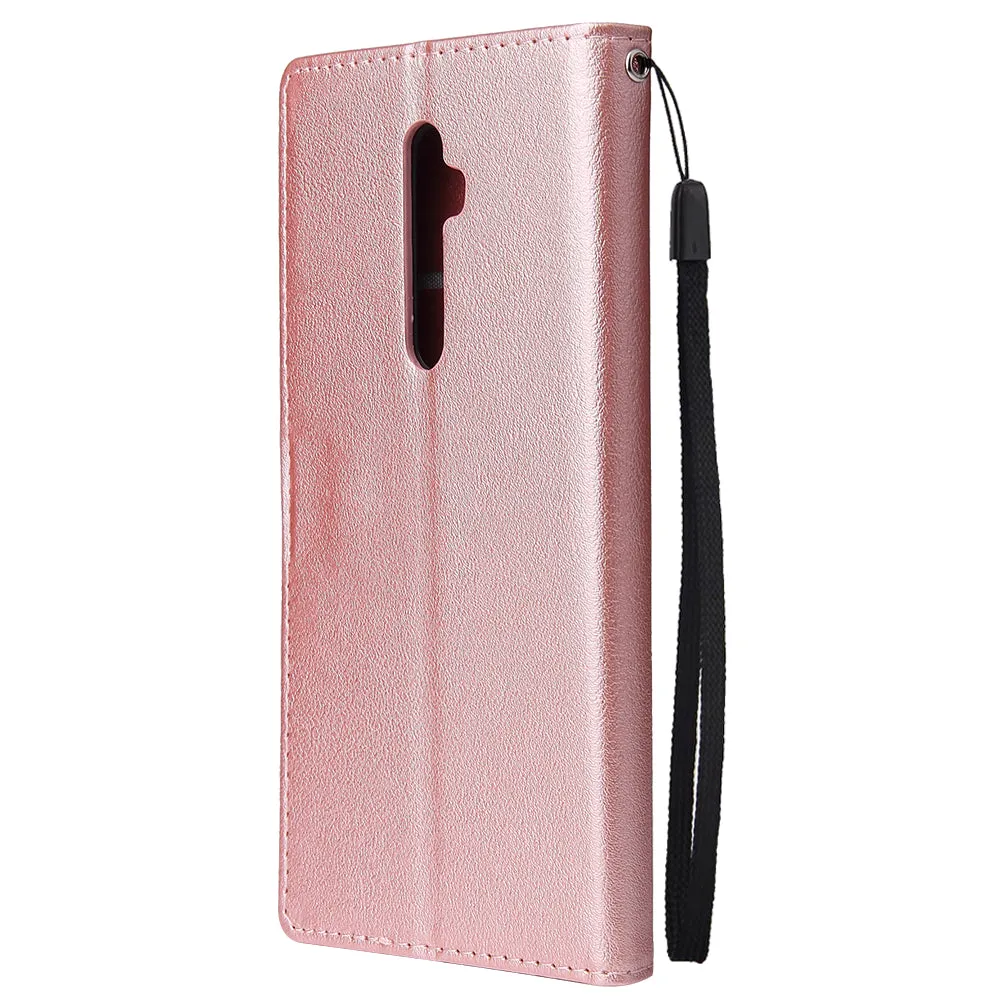For Oppo A9 2020/Reno 2Z Cellphone Shell PU Leather Mobile Phone Cover Stand Available Anti-drop Elegant Smartphone Case Rose gold
