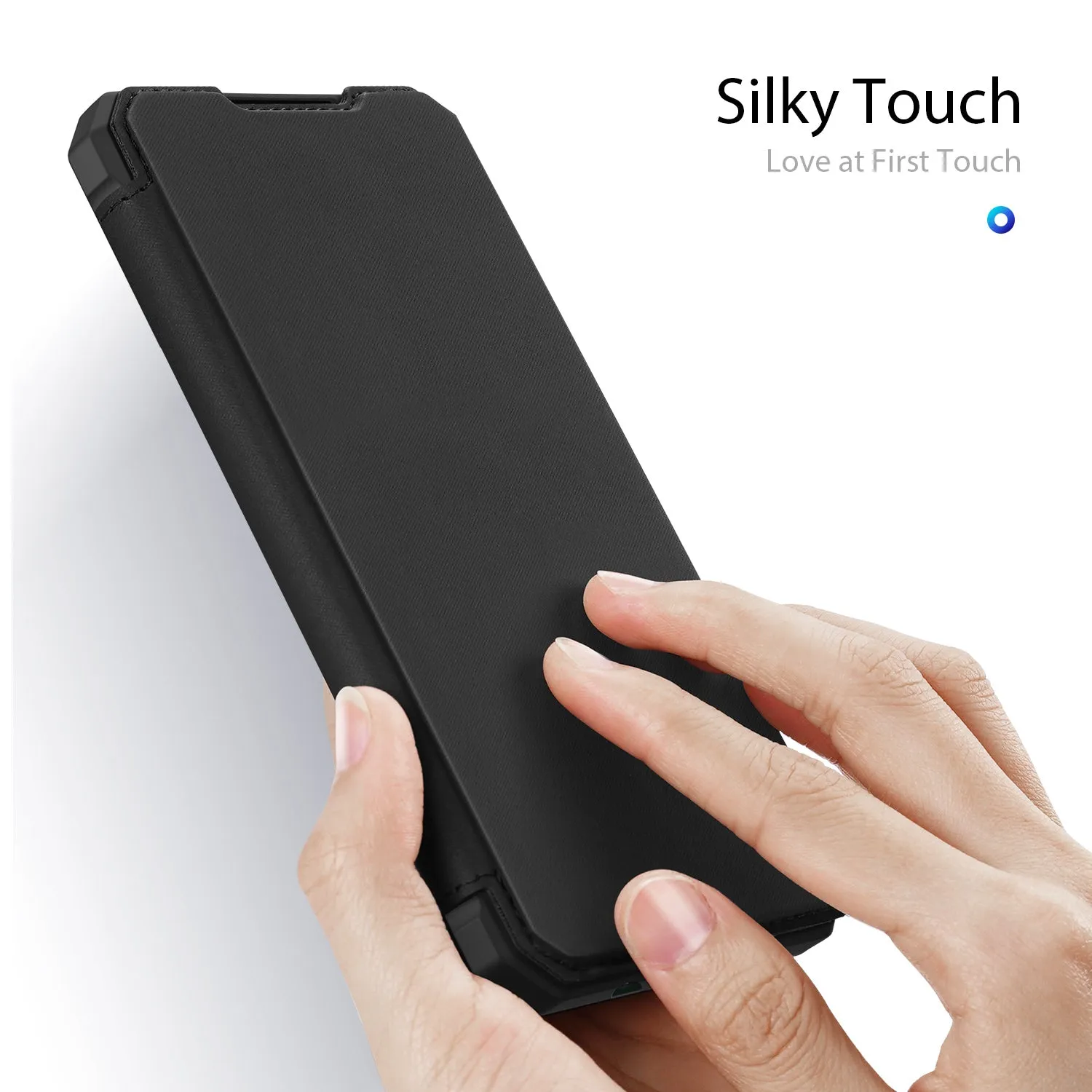 For Samsung NOTE 10 Lite Magnetic Protective Case Bracket with Card Slot Leather Mobile Phone Cover black