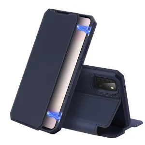 For Samsung NOTE 10 Lite Magnetic Protective Case Bracket with Card Slot Leather Mobile Phone Cover Royal blue