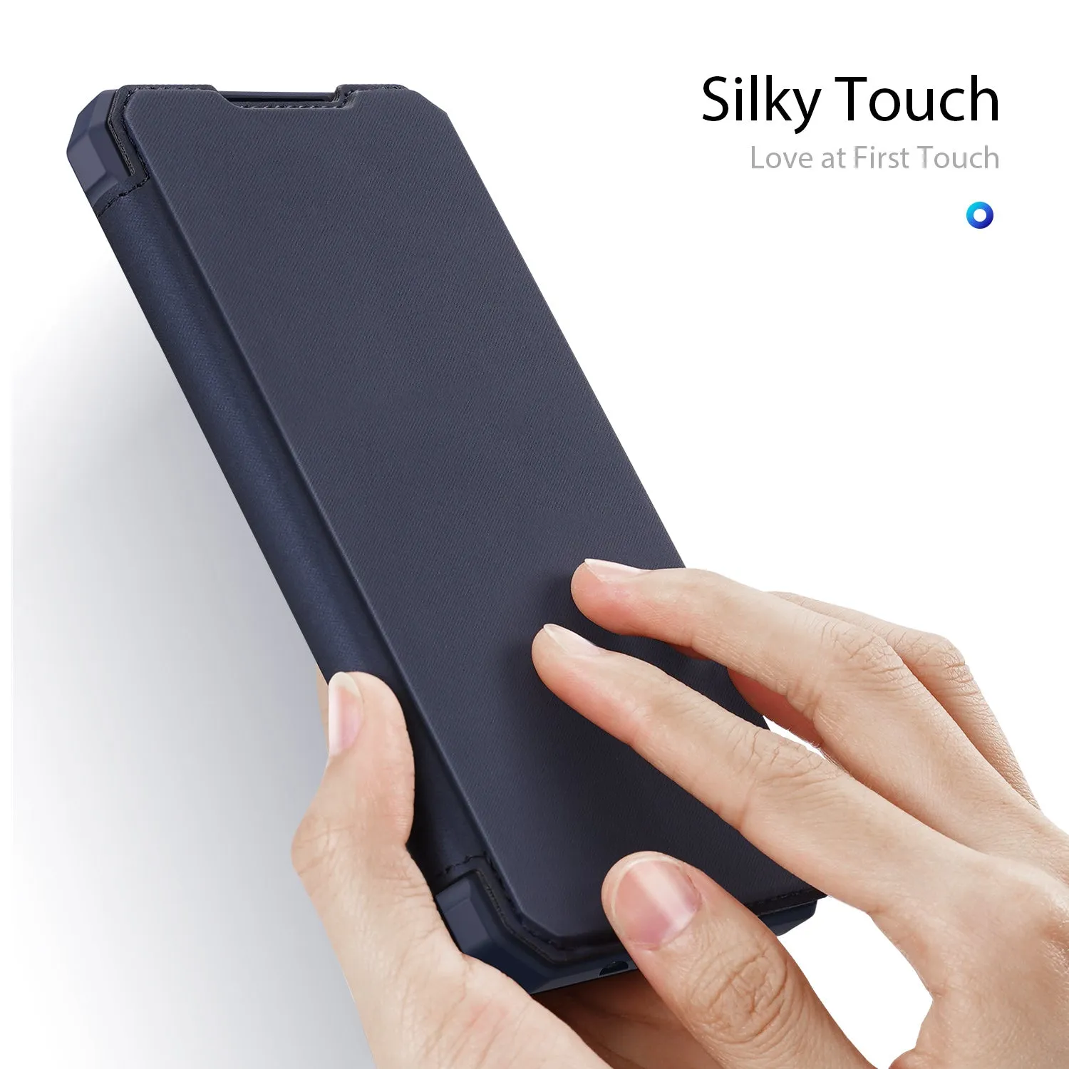 For Samsung NOTE 10 Lite Magnetic Protective Case Bracket with Card Slot Leather Mobile Phone Cover Royal blue