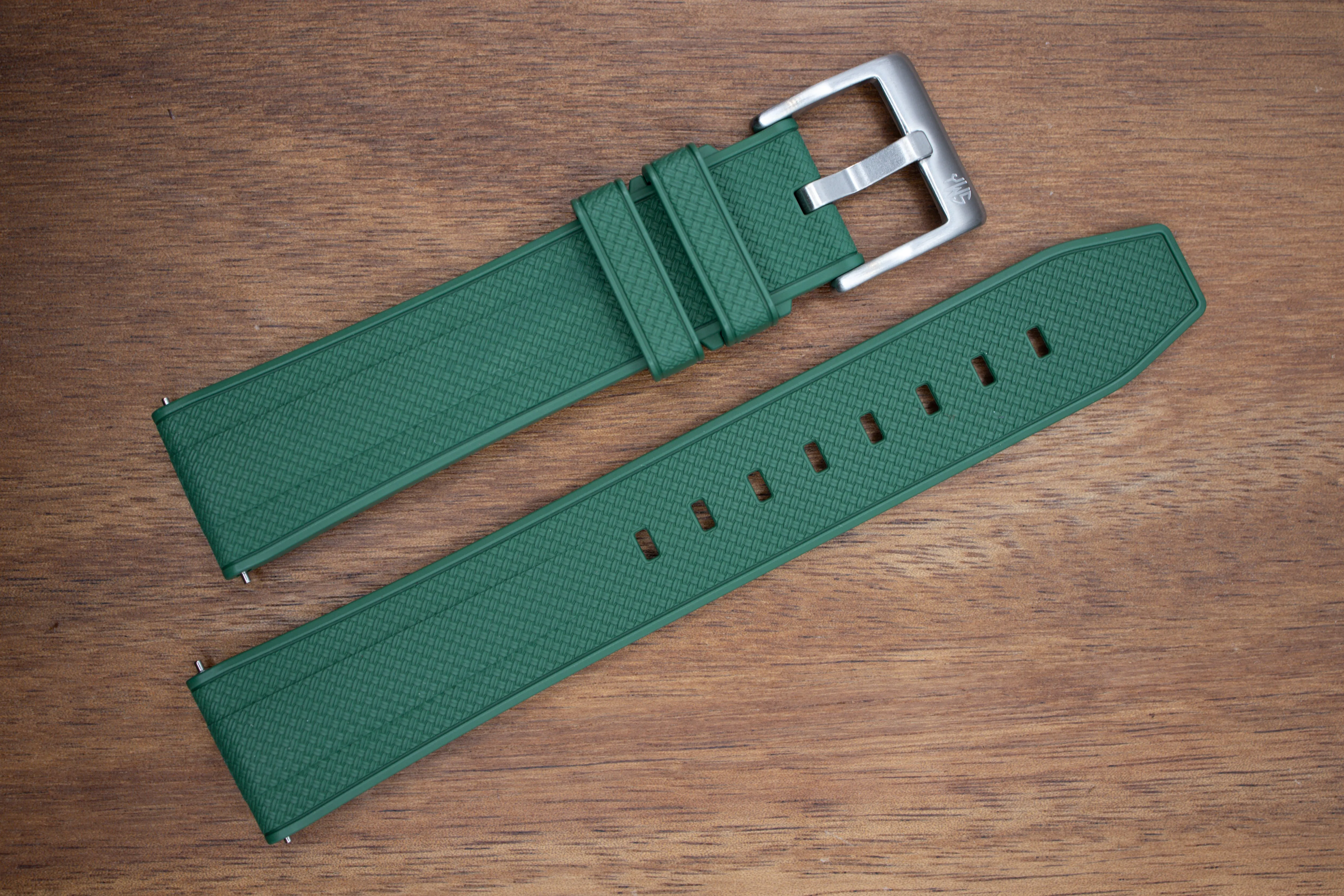 Forest Green Premium Weaved FKM Rubber Strap 20mm