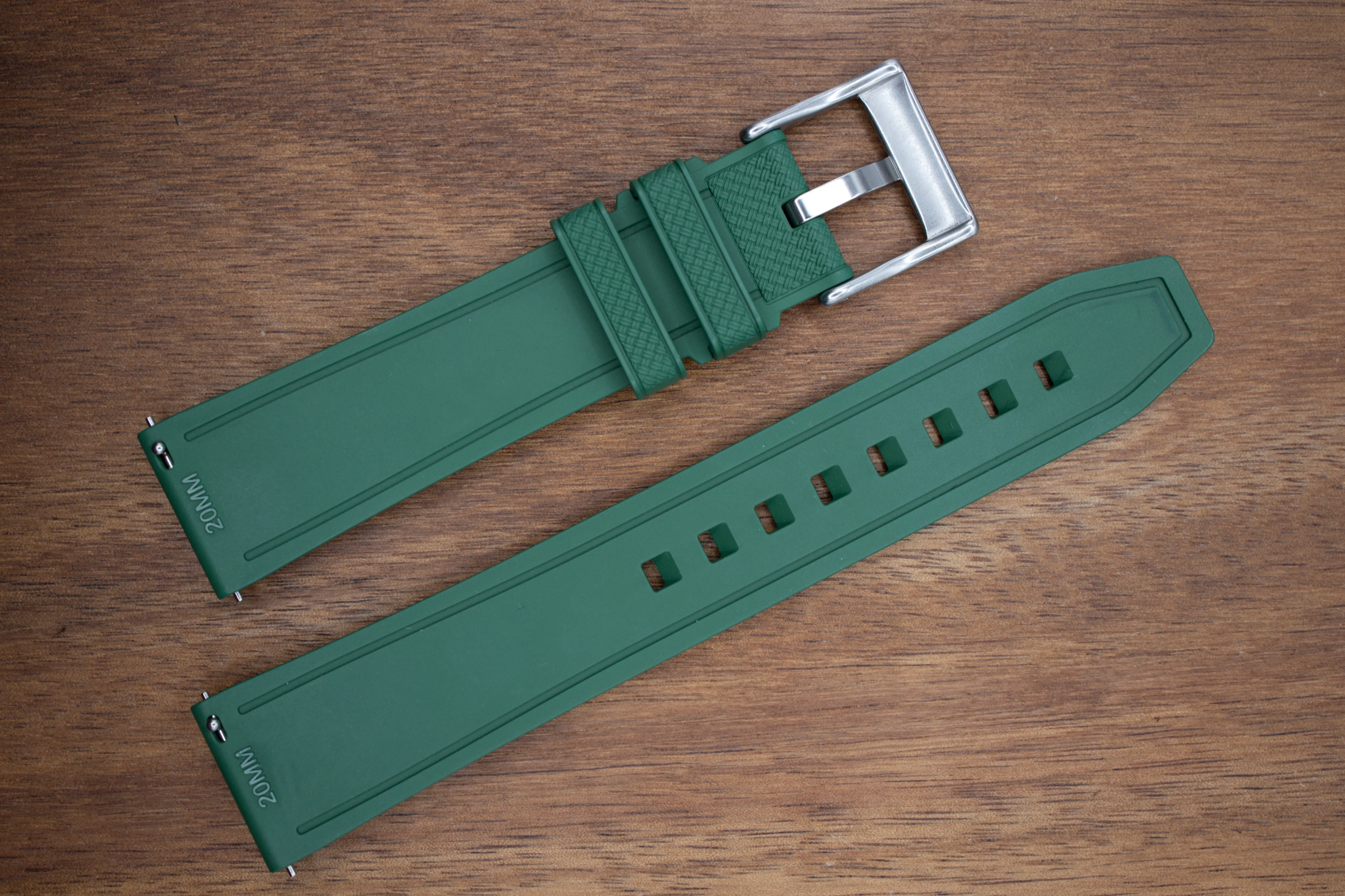 Forest Green Premium Weaved FKM Rubber Strap 20mm
