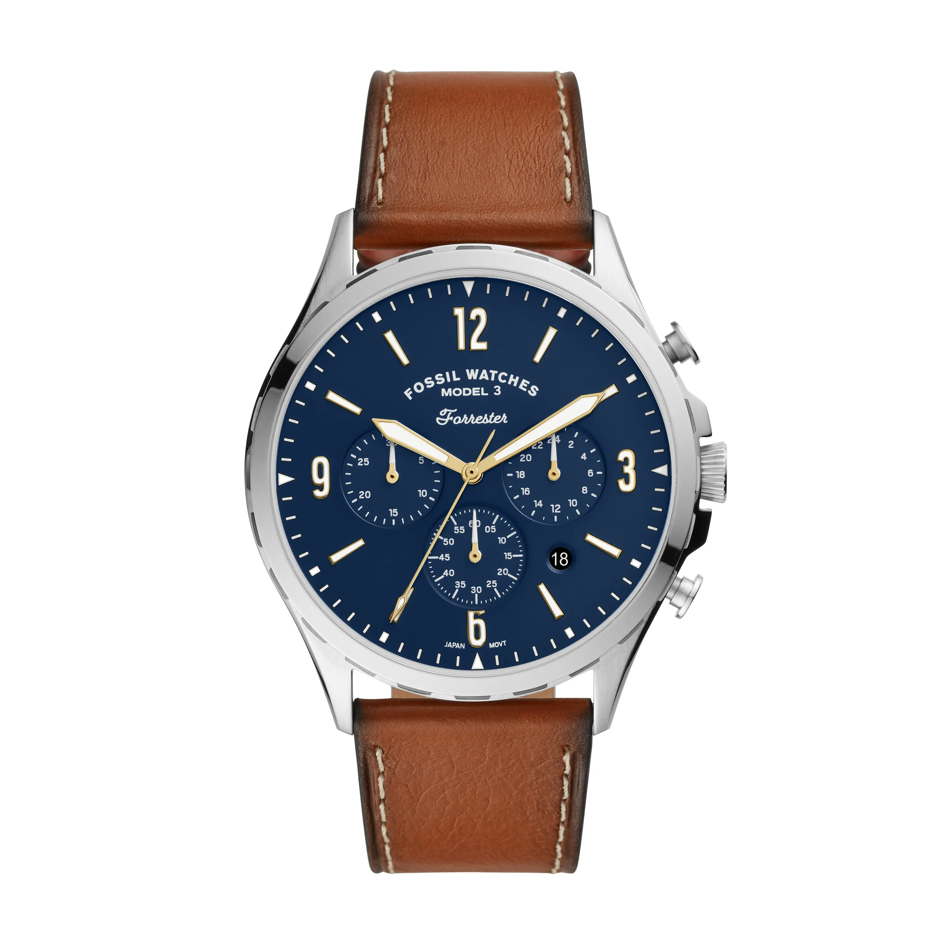 Forrester Chronograph Luggage Leather Strap