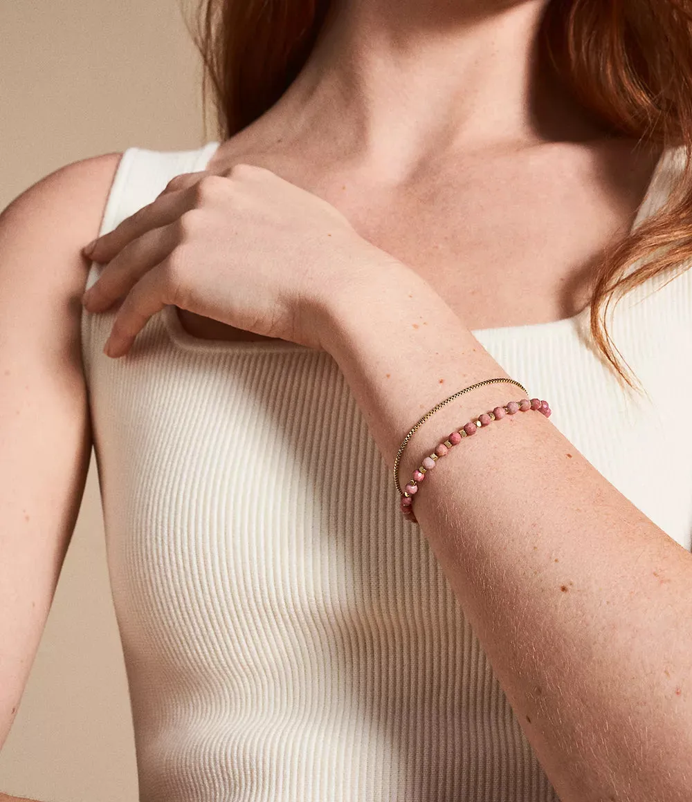 Fossil All Stacked Up Pink Rhodochrosite Multi-Strand Bracelet