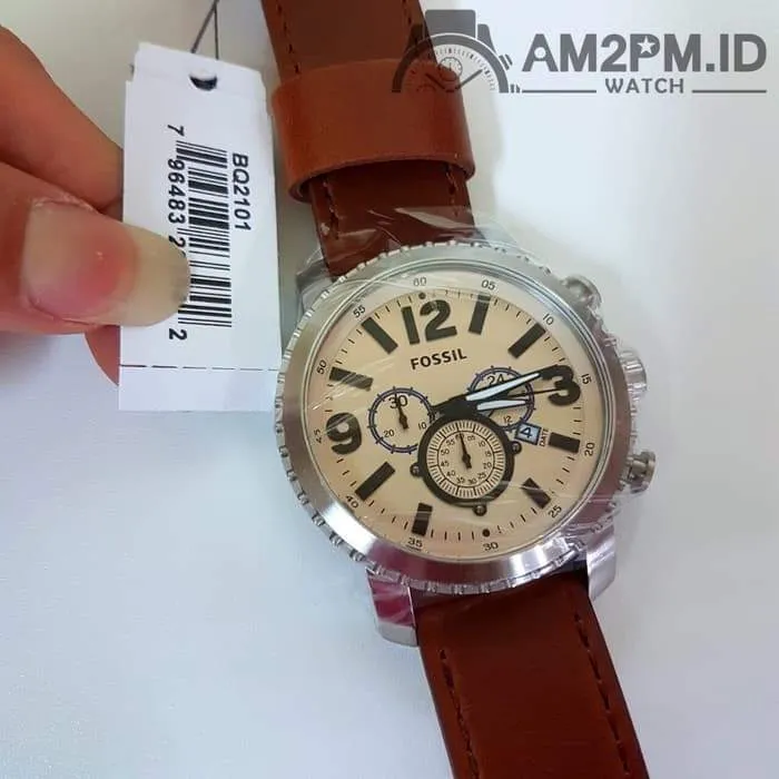 Fossil Big Face Chronograph Dial Leather Strap Men's Watch BQ2101