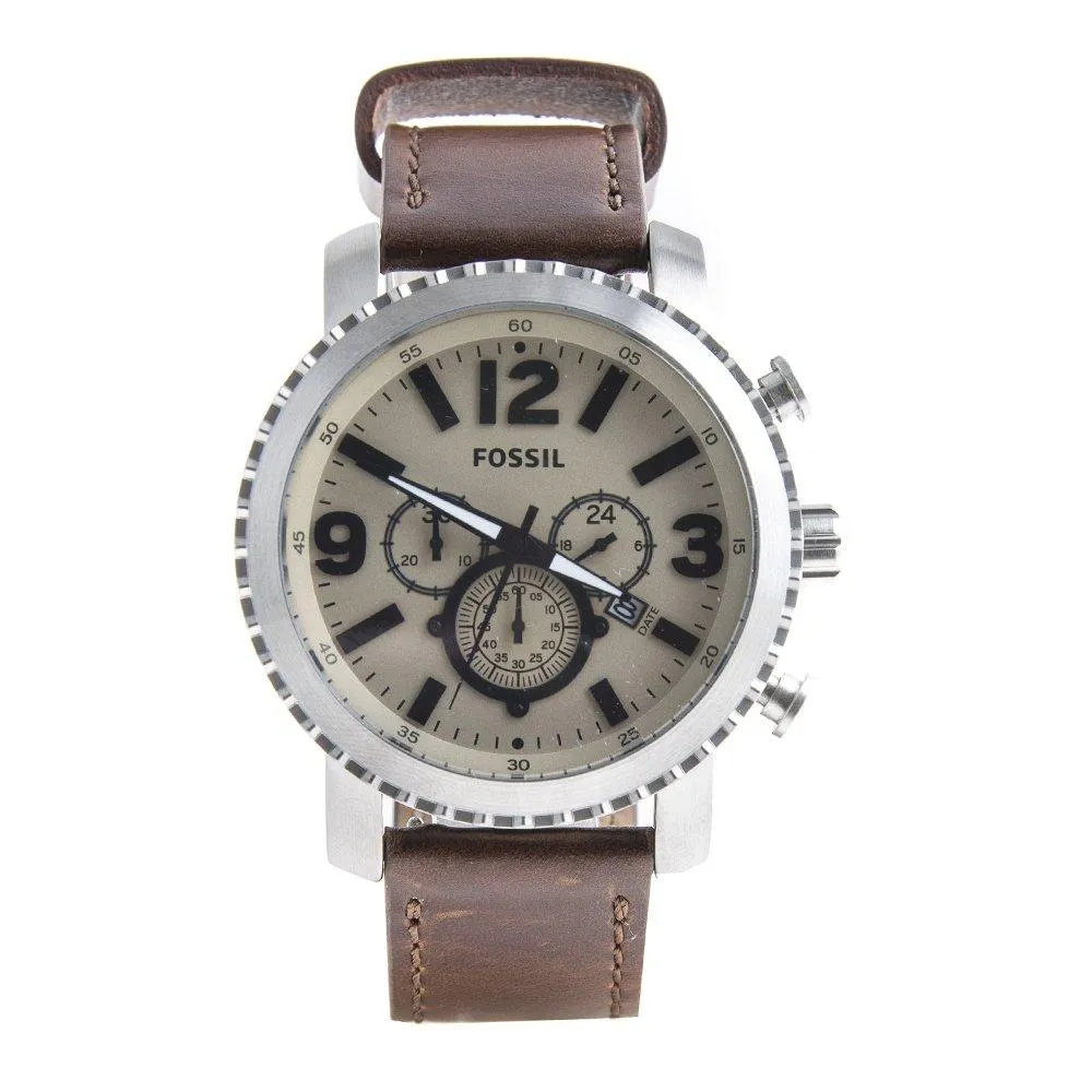 Fossil Big Face Chronograph Dial Leather Strap Men's Watch BQ2101