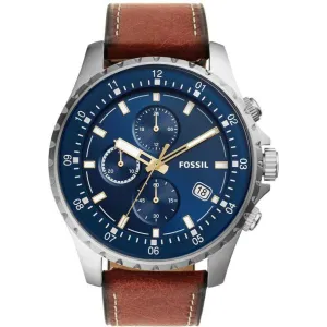 Fossil Dillinger Luggage Leather Strap Blue Dial Chronograph Quartz Watch for Gents - FS5675