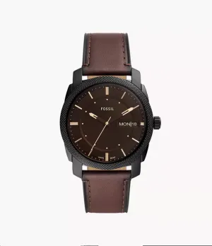 Fossil Machine Three-Hand Date Brown Leather Watch FS5901