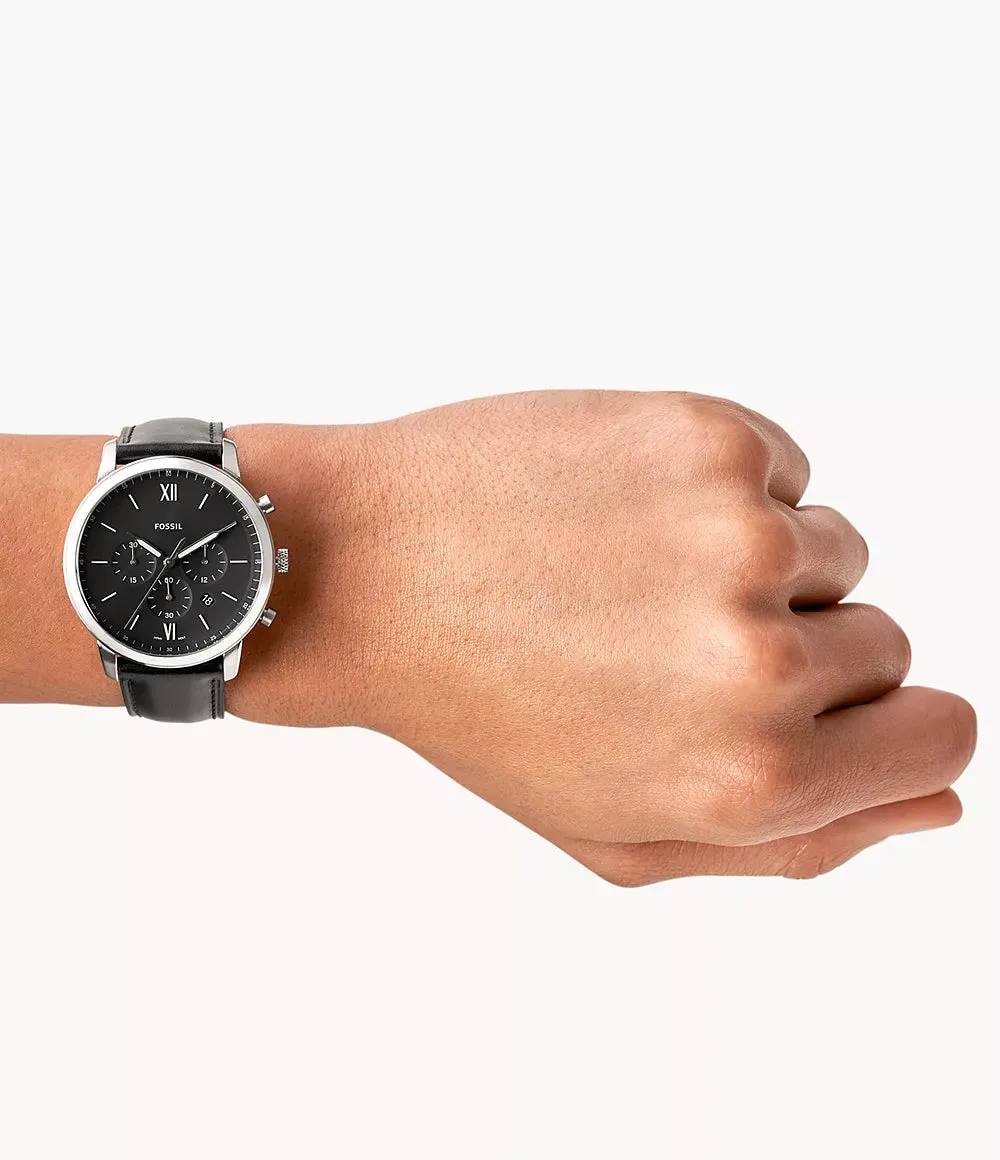Fossil Neutra Chronograph Black Leather 44mm Mens Watch