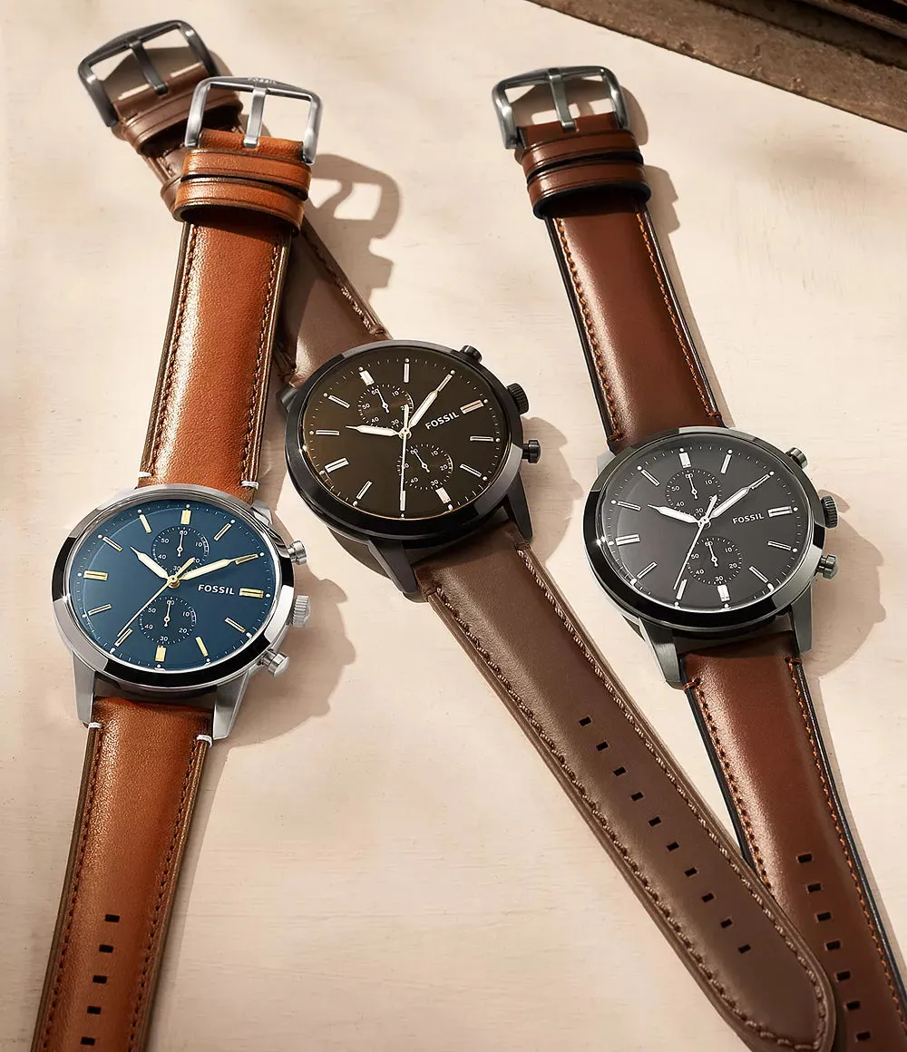 Fossil Neutra Chronograph Black Leather 44mm Mens Watch