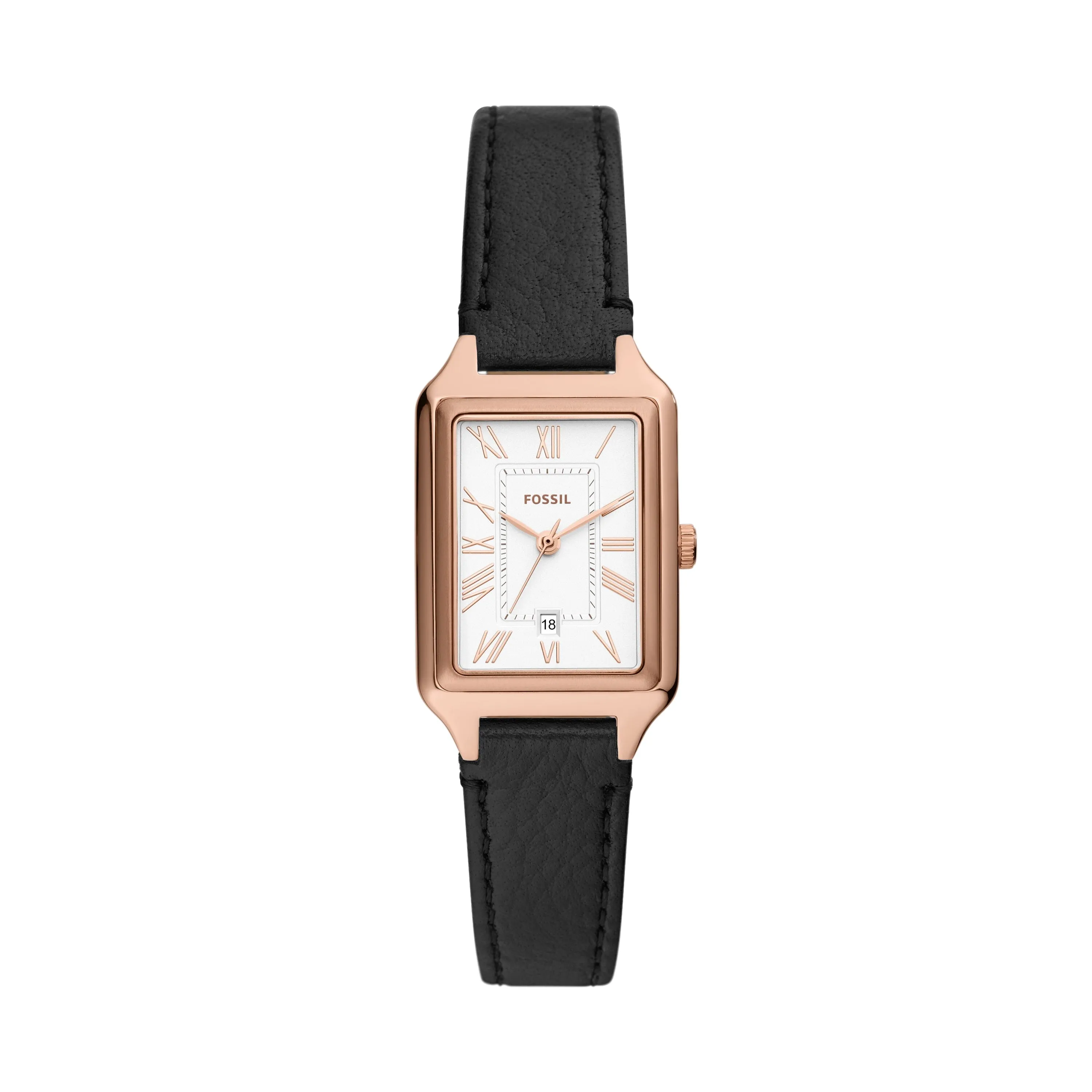 Fossil Raquel Three-Hand Date Black LiteHide Leather Watch ES5310