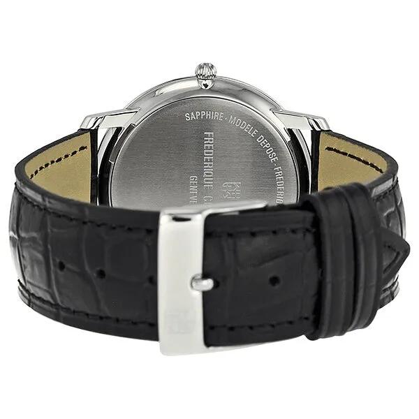 Frederique Constant Slim Line Silver Dial Black Leather Men's Watch 220NS4S6 FC-220NS4S6
