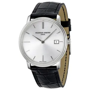 Frederique Constant Slim Line Silver Dial Black Leather Men's Watch 220NS4S6 FC-220NS4S6