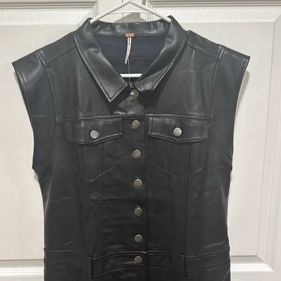 Free People The Danni Midi Vegan Leather Midi Dress Small