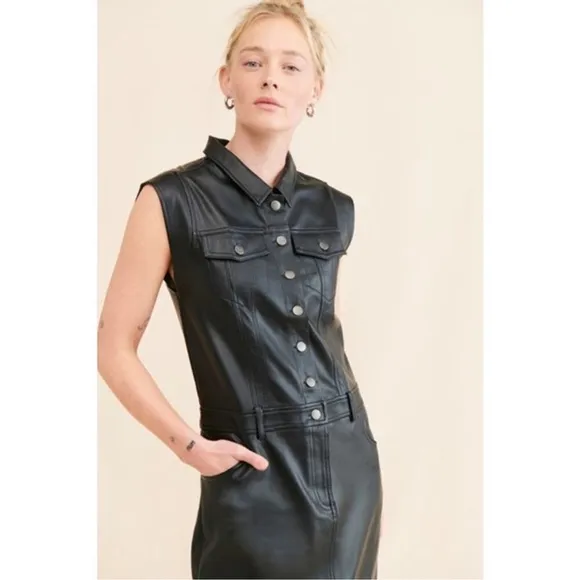 Free People The Danni Midi Vegan Leather Midi Dress Small