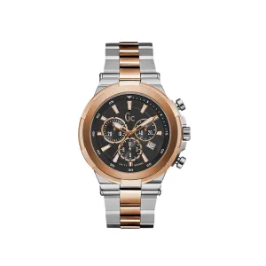 Gc Men's 2Tone Chronograph Watch With Black Dial & 2Tone Metal Bracelet