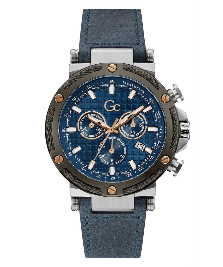 Gc UrbanCode Yachting Chrono Gents Blue Dial Blue  Leather Strap Watch