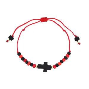Genuine Azabache Crucifix Red Rope Bracelet Adjustable Unisex Women and Men
