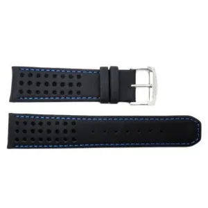Genuine Citizen Eco Drive Black Leather With Blue Nylon 22mm Watch Strap