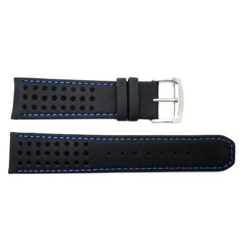 Genuine Citizen Eco Drive Black Leather With Blue Nylon 22mm Watch Strap