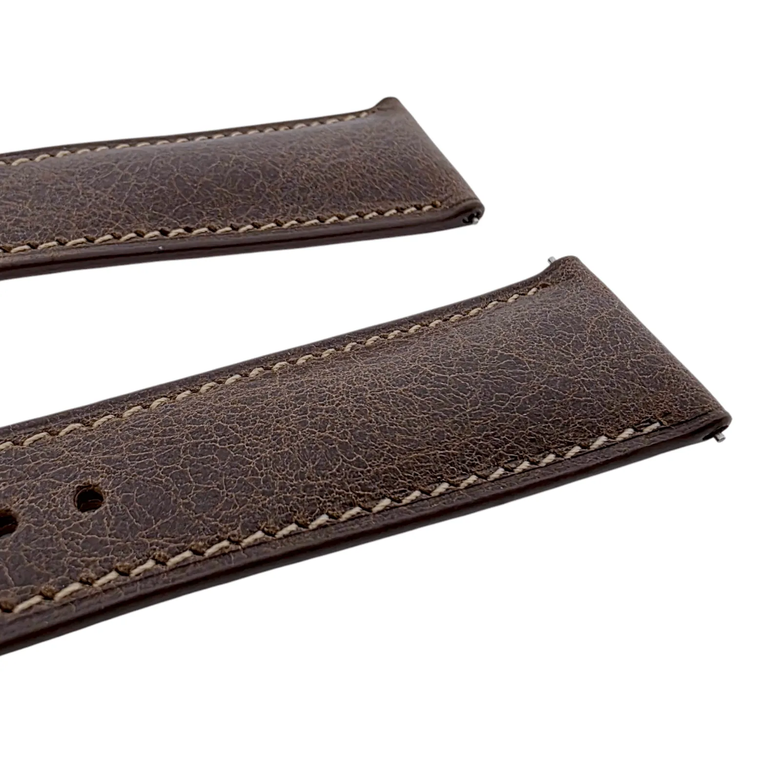 Genuine Full Grain Leather Tuscan Padded Watch Strap 20mm 22mm Dark Brown