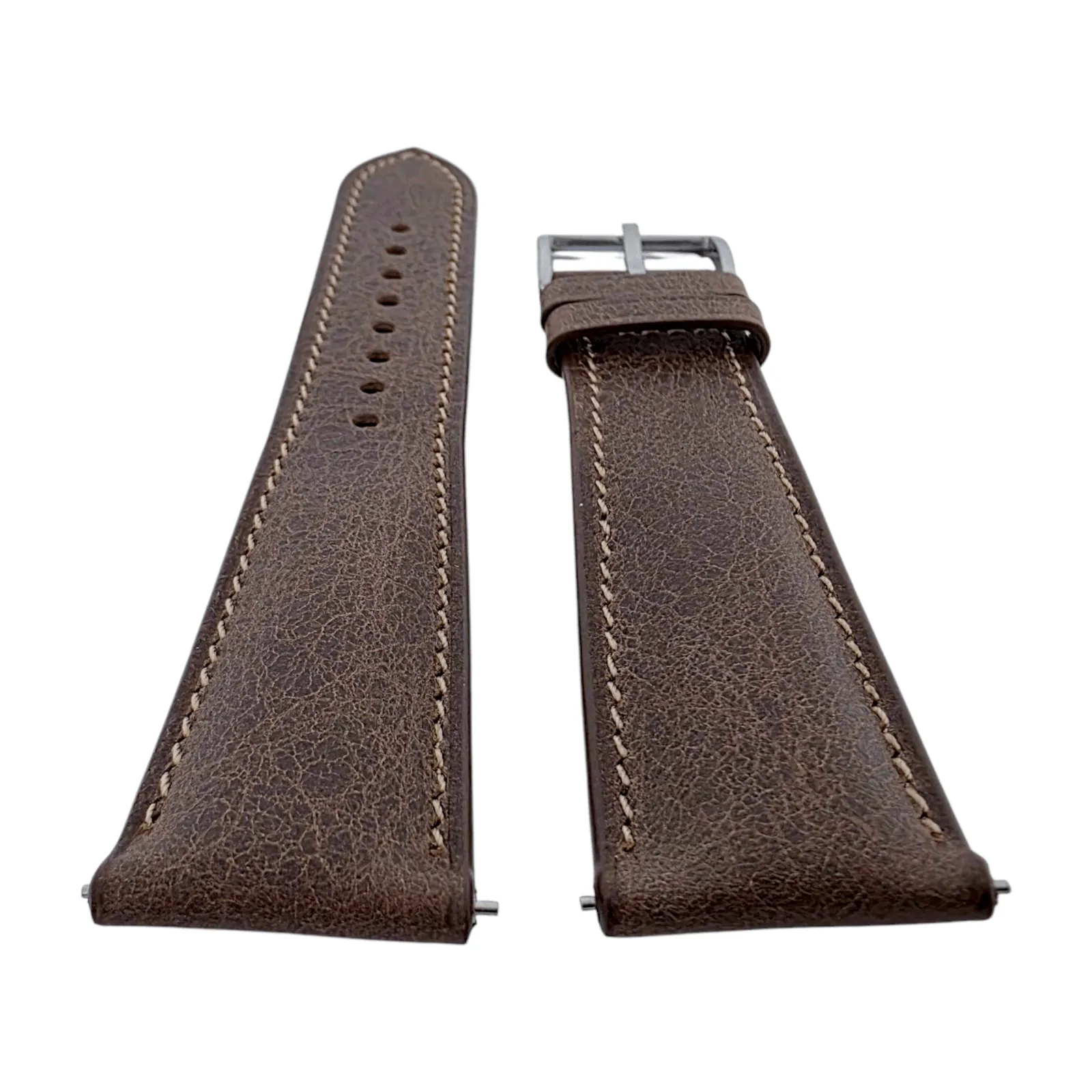 Genuine Full Grain Leather Tuscan Padded Watch Strap 20mm 22mm Dark Brown