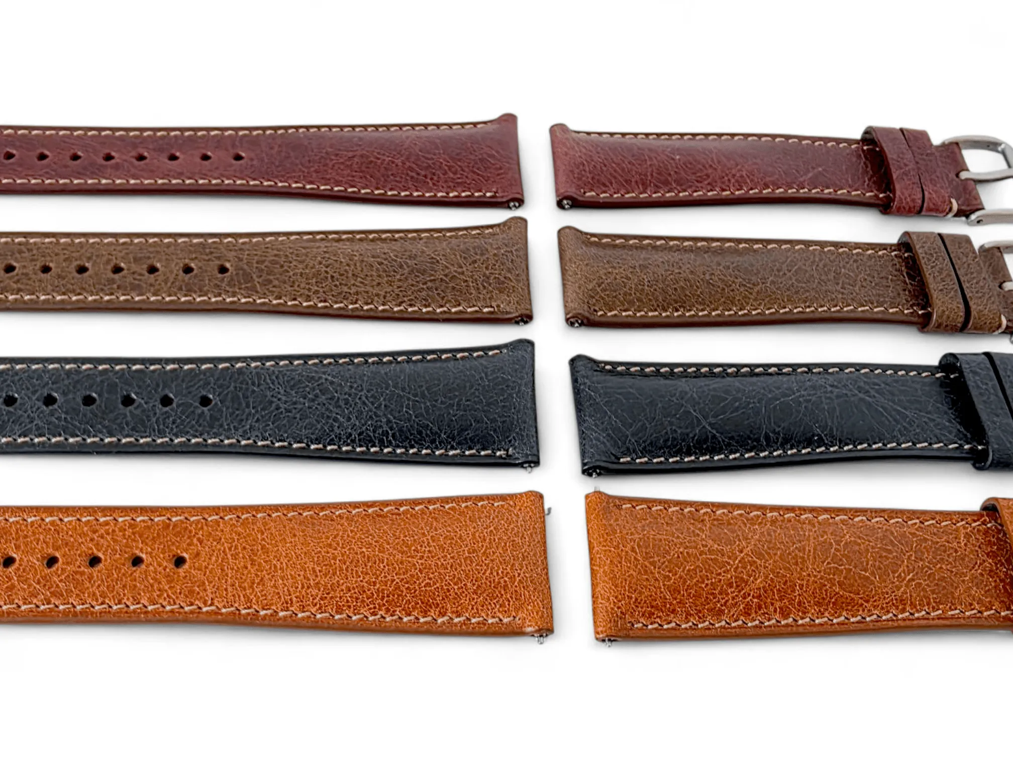 Genuine Full Grain Leather Tuscan Padded Watch Strap 20mm 22mm Dark Brown