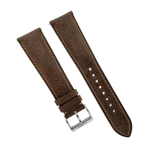 Genuine Full Grain Leather Tuscan Padded Watch Strap 20mm 22mm Dark Brown