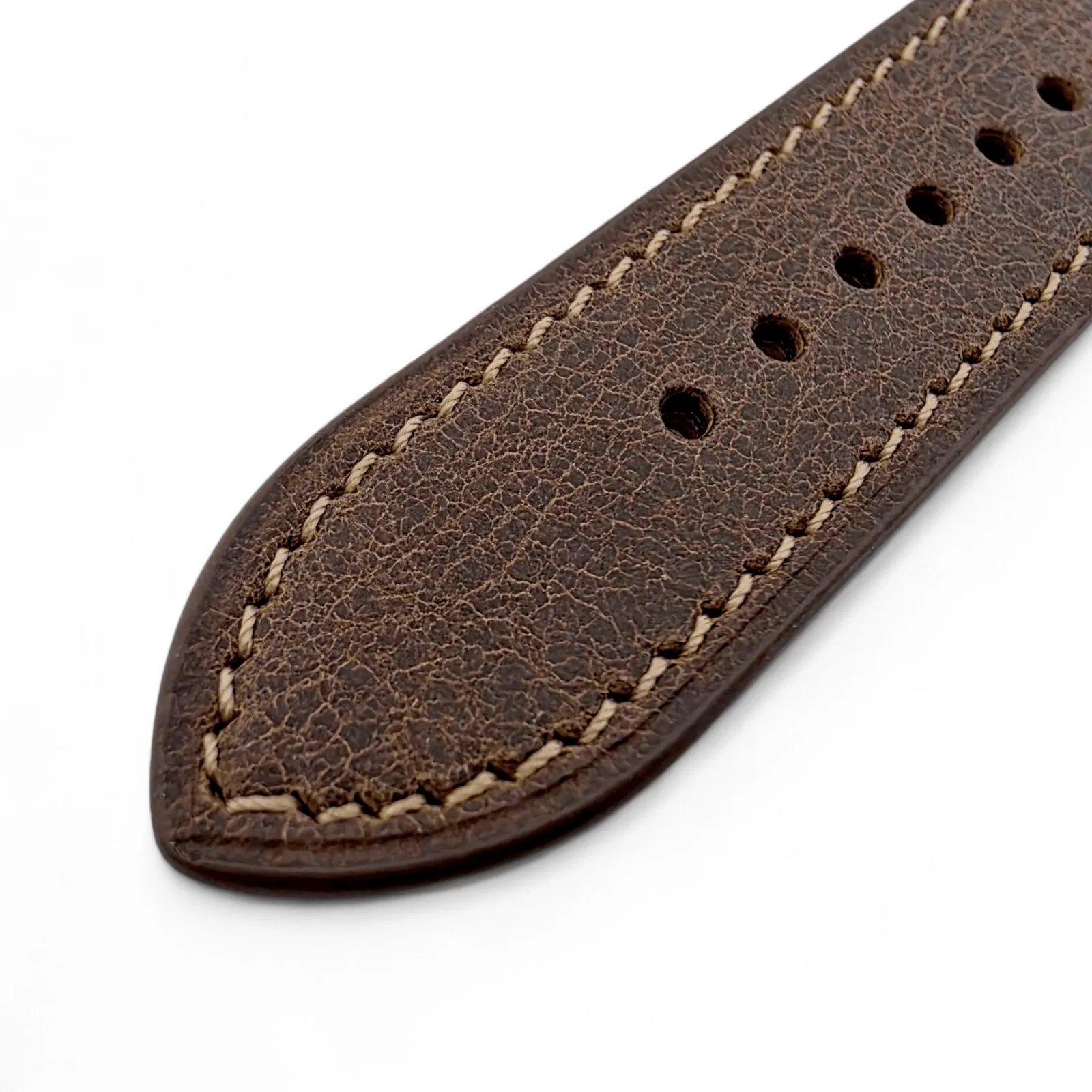 Genuine Full Grain Leather Tuscan Padded Watch Strap 20mm 22mm Dark Brown