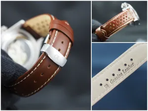 Genuine Italian leather watch strap 20mm Alpha logo
