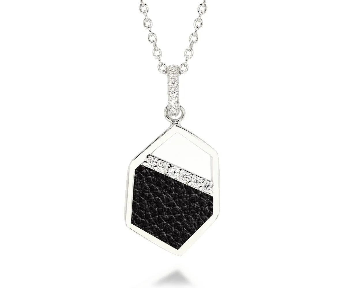 Geometric Leather Inlay Necklace
