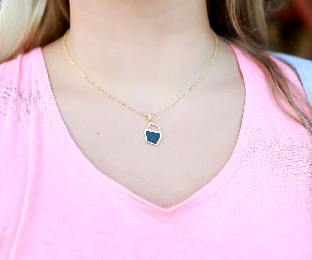 Geometric Leather Inlay Necklace