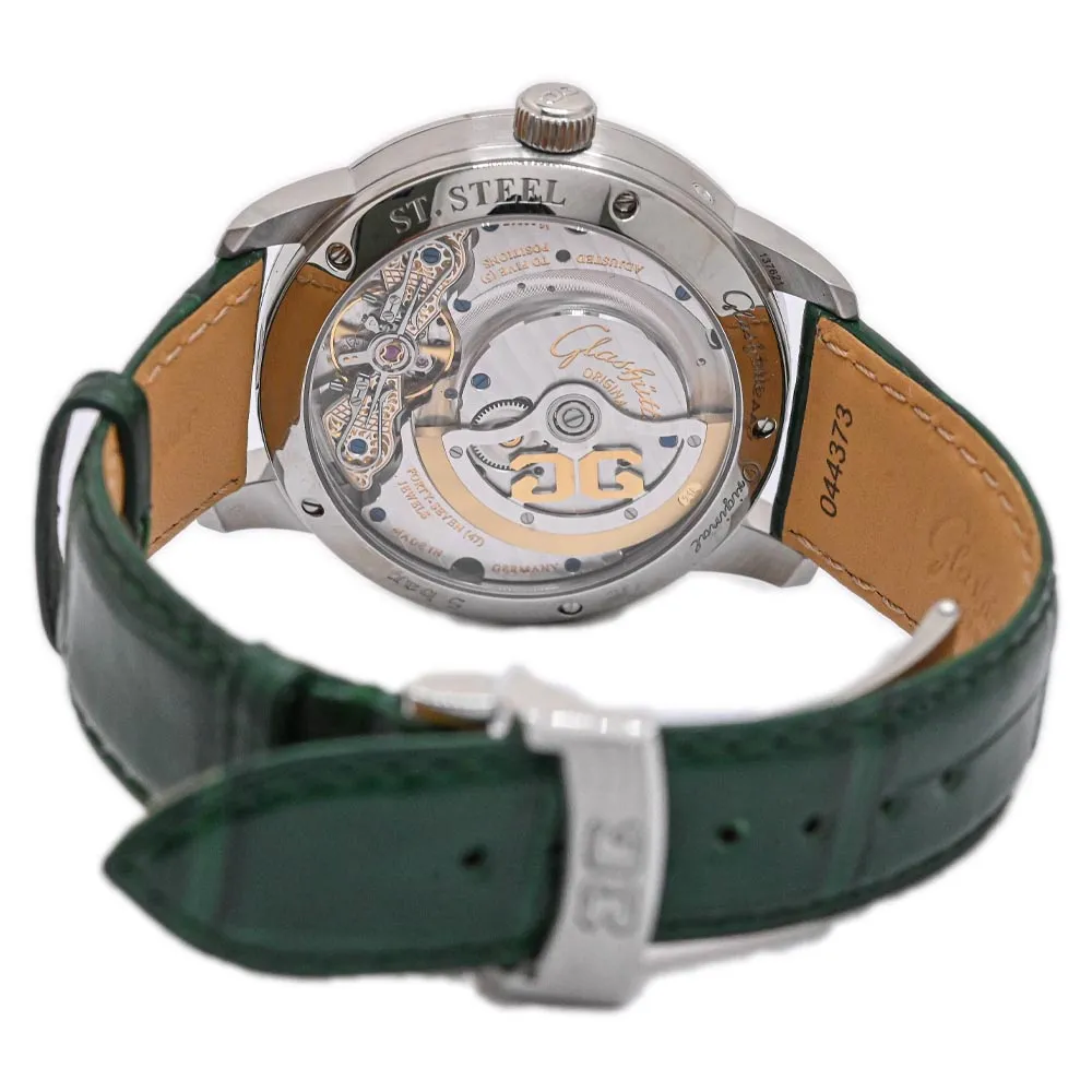 Glashutte Men's PanoMaticLunar Stainless Steel 40mm Green Dial Watch Ref# 1-90-02-13-32-02