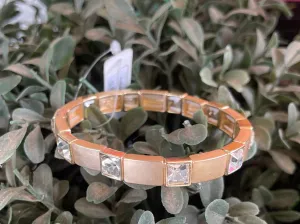 Gold Bracelet with Clear Square Accent