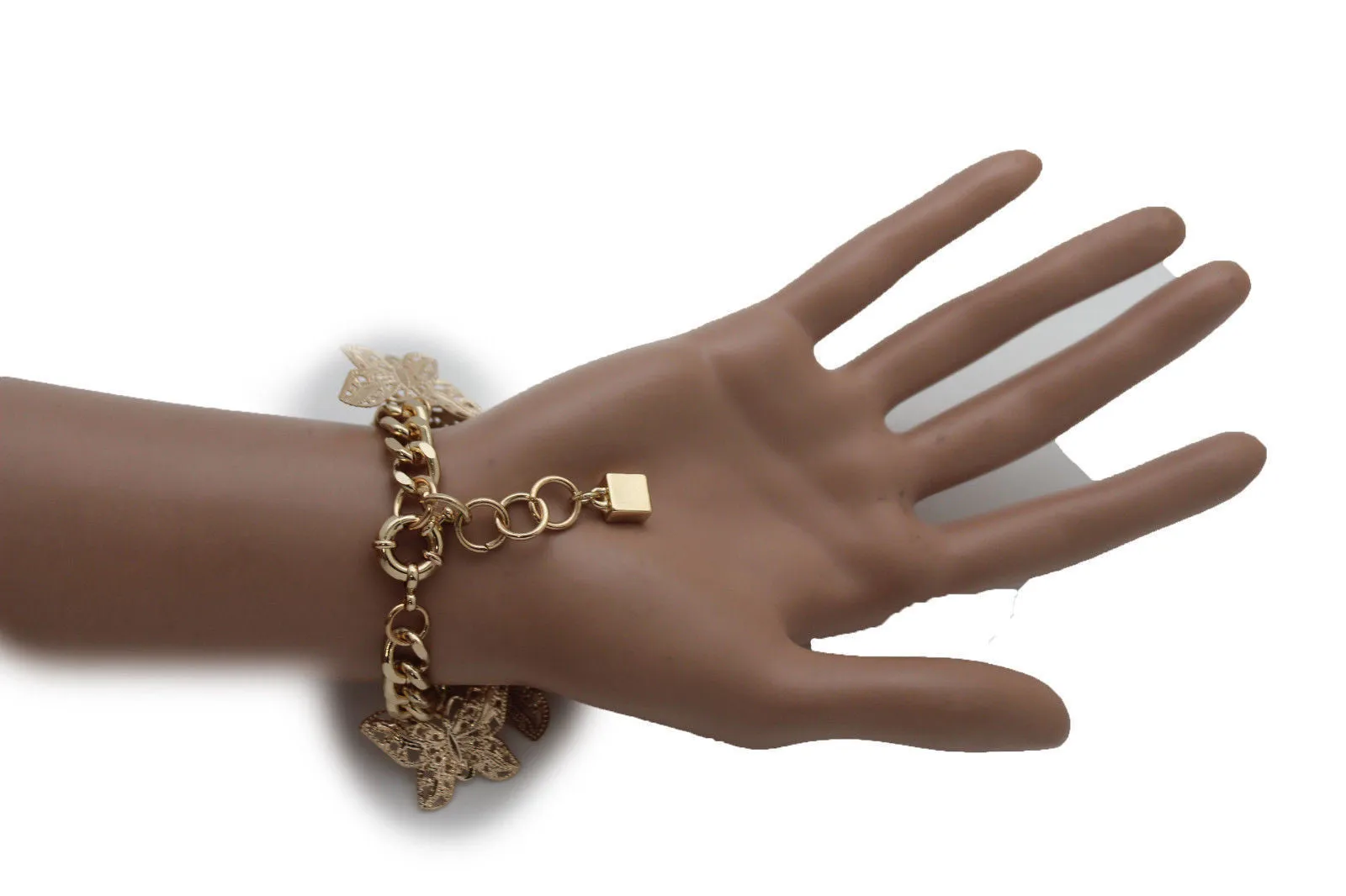 Gold Metal Chain Bracelet Multi Butterfly Charm Wrist Trendy