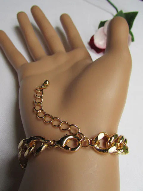 Gold Metal Thick Light Chains Bracelet Big Lion Head Trendy