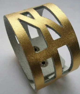 Golden The Good Luck, Self Empowering Bracelet.  Gold Leather Cuff bracelet.