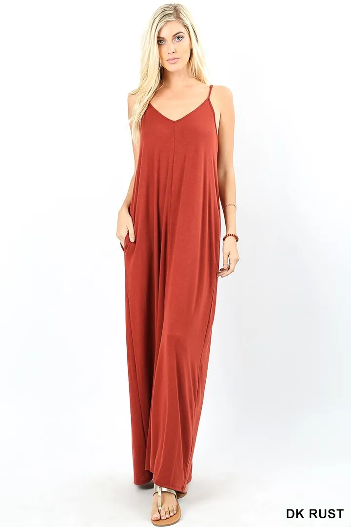 GRACE SOLID MAXI DRESS RUST