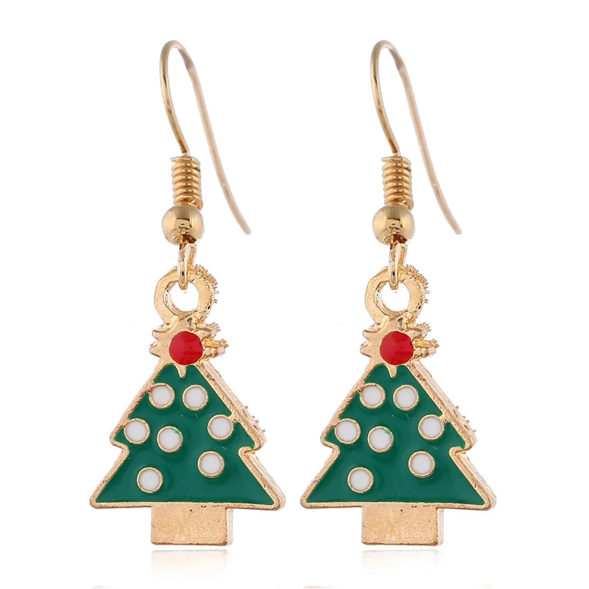 Green Enamel & 18K Gold-Plated Christmas Tree Jewelry Set