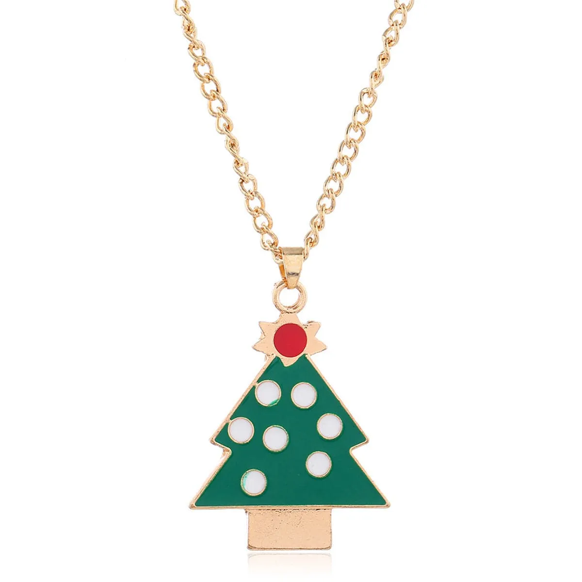 Green Enamel & 18K Gold-Plated Christmas Tree Jewelry Set