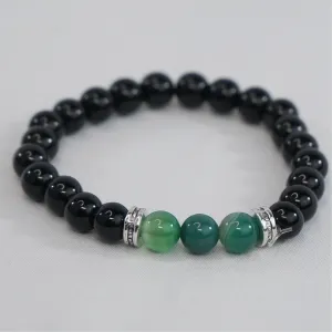 Green Natural Stone Stretchy Men’s Bracelet: Positive Energy