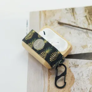 Green  Spotted Wood Leather AirPods Pro Case with Strap Leather 1,2 AirPods Case Airpod Case Cover