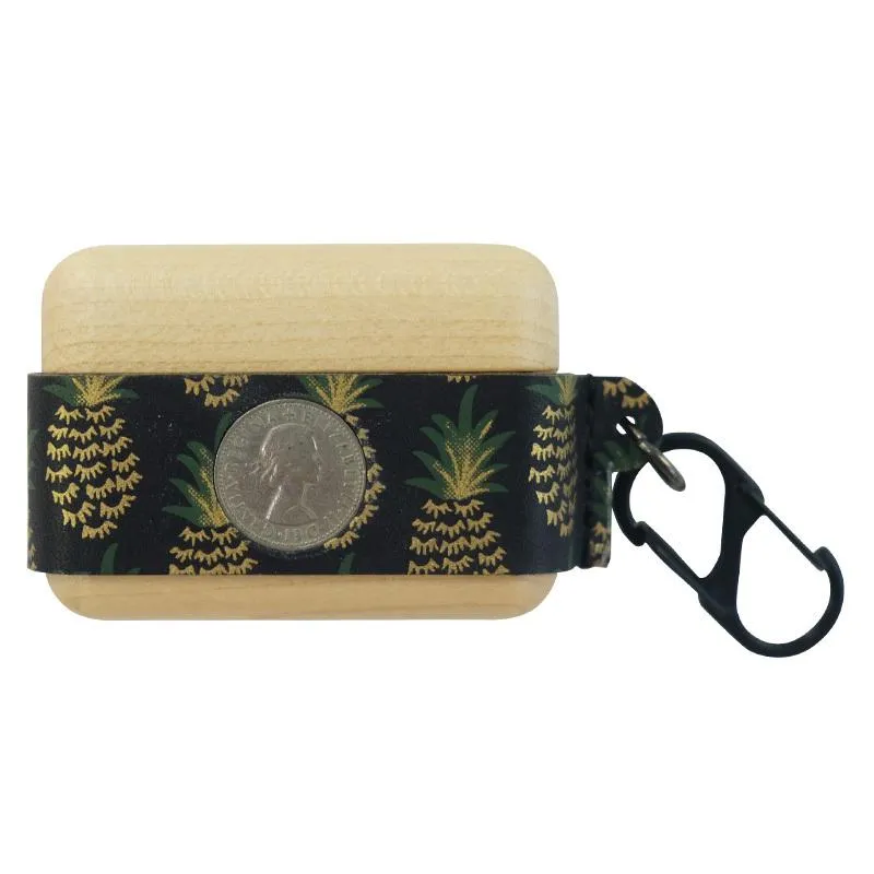 Green  Spotted Wood Leather AirPods Pro Case with Strap Leather 1,2 AirPods Case Airpod Case Cover