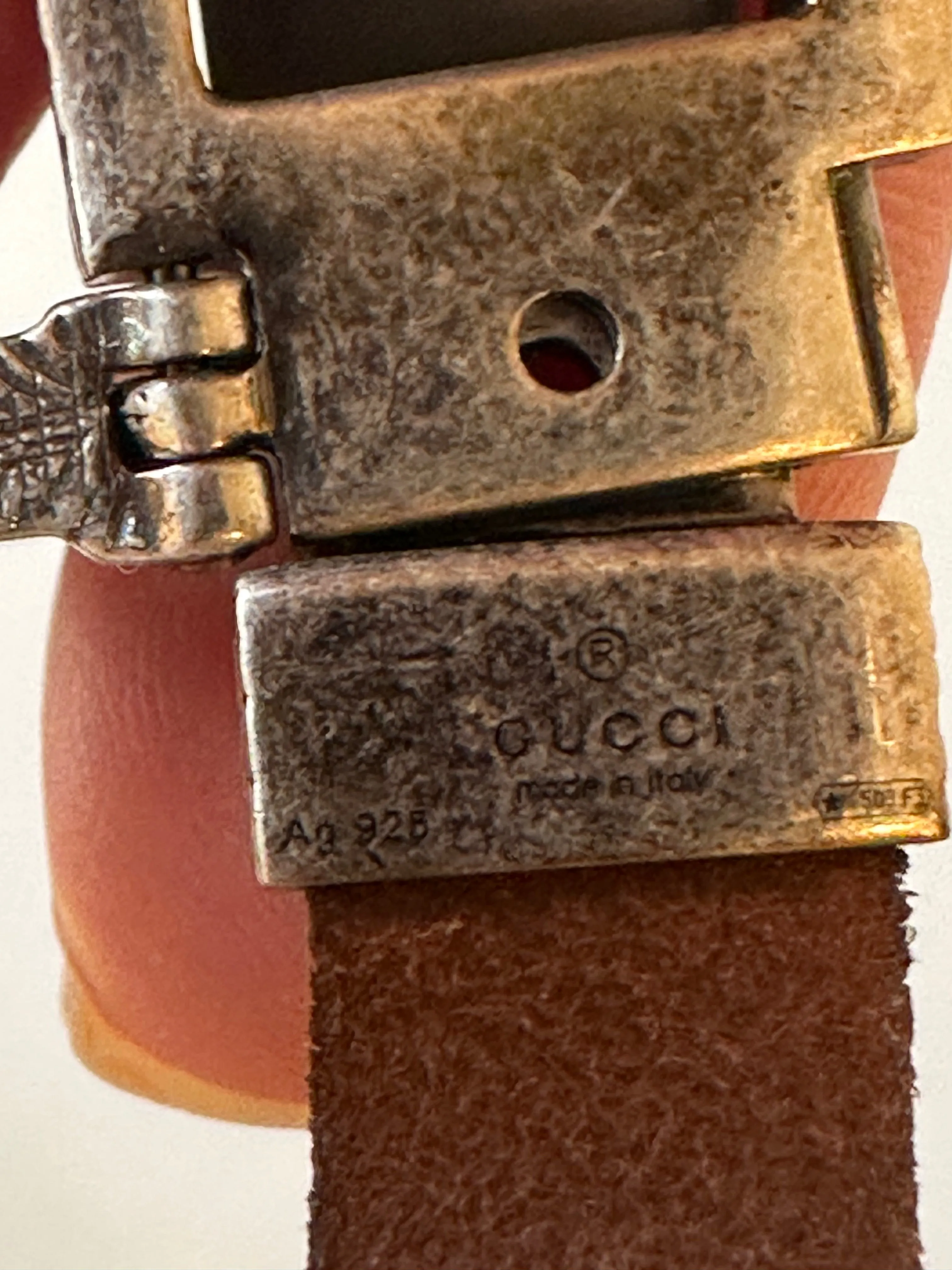 Gucci Anger Forest Wolf Head Leather Bracelet in Brown