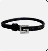 Gucci Black Leather Bracelet with Crystal Square G