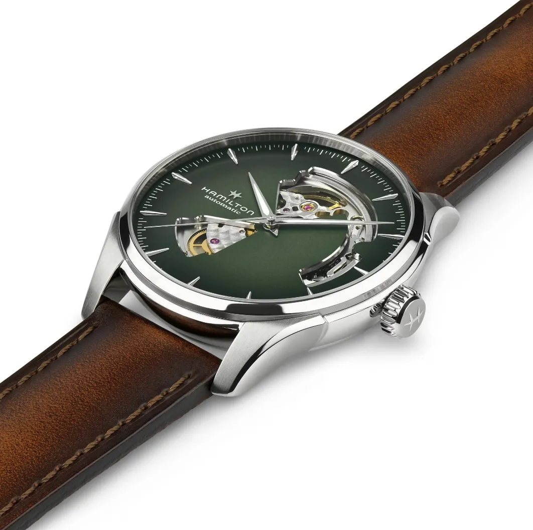 Hamilton Jazzmaster Open Heart Smoked Dial Watch, 40mm On Leather